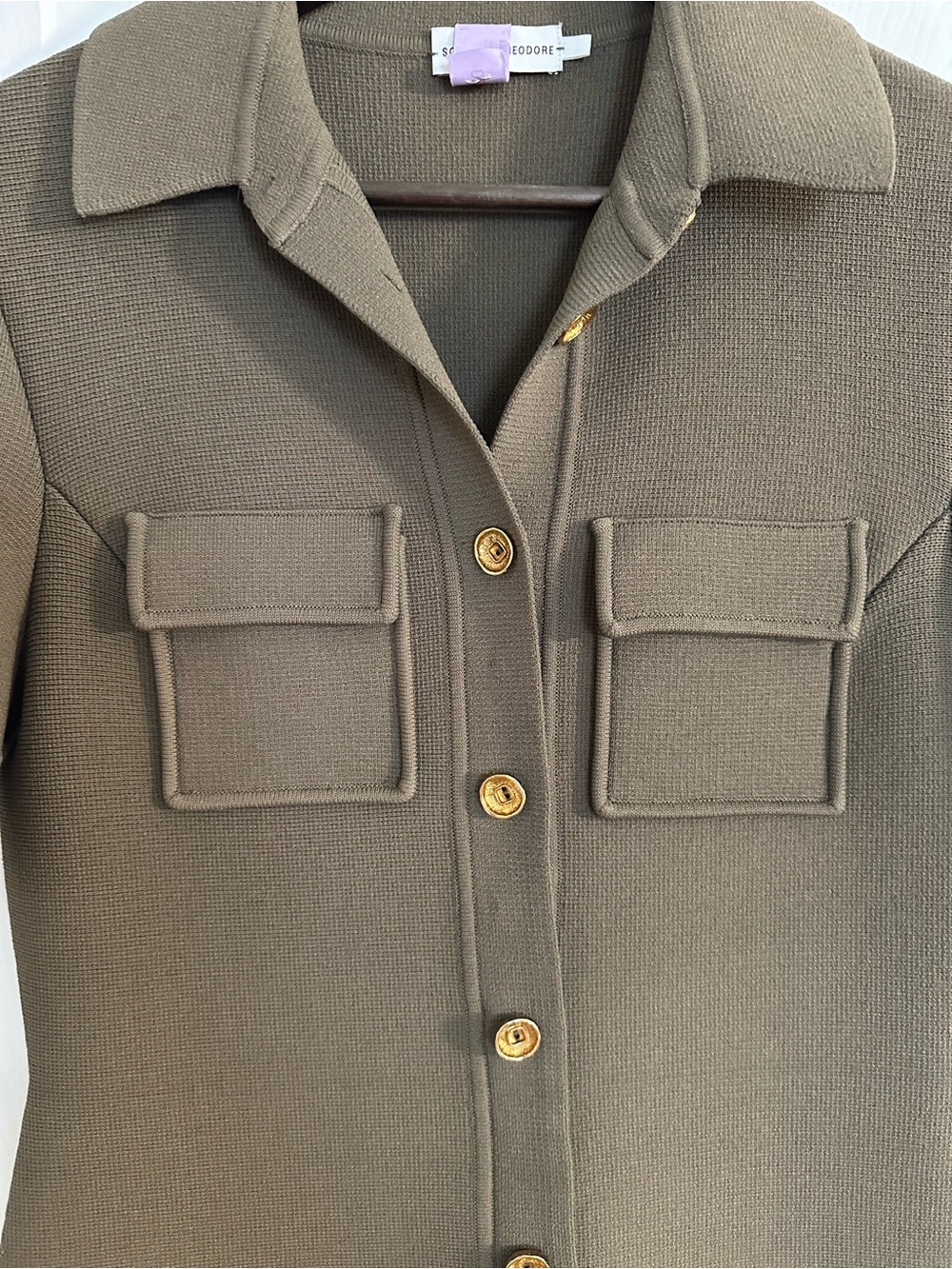 Scanlan Theodore Olive Short-Sleeve Shirt Dress - Picture 3 of 9